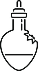 Simple line icon of a broken chemical flask, emphasizing the potential hazards of a laboratory environment