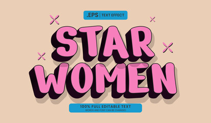 Obraz premium Design editable text effect, start women in 3d retro style, suitable for posters