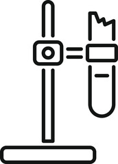 This icon of a laboratory clamp holding a test tube is perfect for representing science experiments