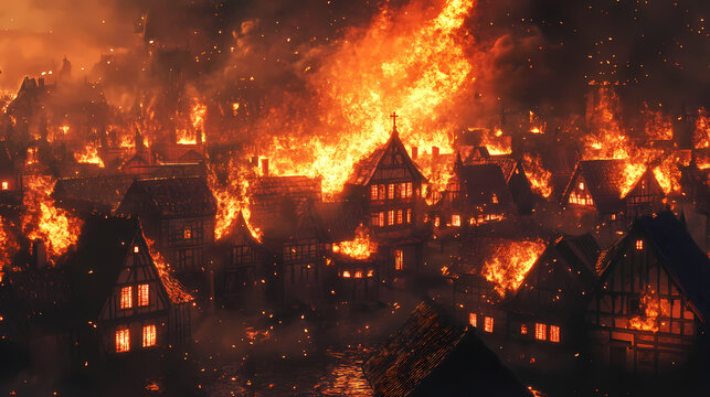 fire in fireplace