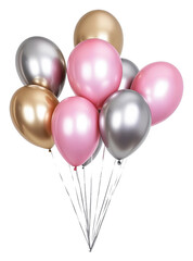 Colorful balloons for a festive celebration event, cut out - stock png.