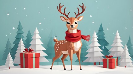 Deer dressed up to welcome Christmas.