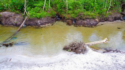 A Shallow And Clear Freshwater River In Belinyu Village, Indonesia