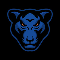 Blue panther head sports mascot logo on a black background.