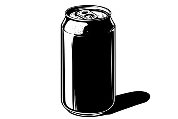 Cola can opened, with the top slightly bent and a small amount of liquid visible, vector illustration art