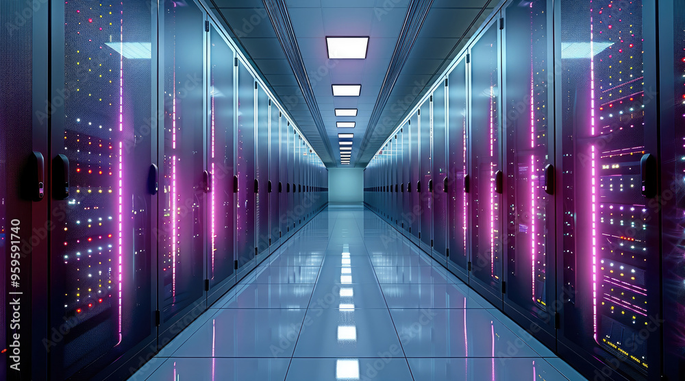 Leinwandbilder a virtual private server in a cloud provider data center, providing isolated resources, its status l
