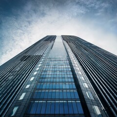Fototapeta premium steel and glass skyscraper, AI generated