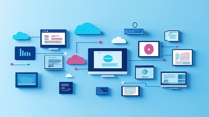 Fototapeta premium Networked Devices and Cloud Computing Concept