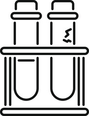 Line drawing of two test tubes standing in a rack, representing scientific experiments and laboratory analysis