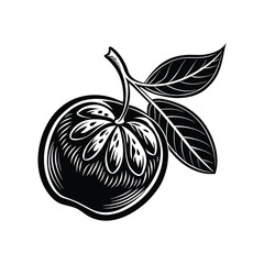 Flat Jujube Silhouette Icon. Clean Design for Websites