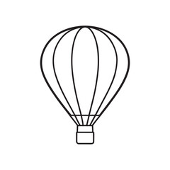 Hot Air Balloon Icon, Hot Air Balloon Logo, A Black And White Hot Air Balloon Floating In The Sky With Clouds. Hot air balloon vector illustration.