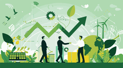 A flat design vector art illustration depicting the concept of green finance and sustainable development vector illustration 