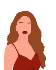 Illustration of a woman with wavy hair, showcasing natural beauty and elegant style, perfect for beauty, fashion, and lifestyle content.