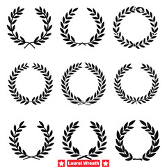 Sophisticated Laurel Wreath Silhouette Pack  Refined Ornaments for High End Graphics