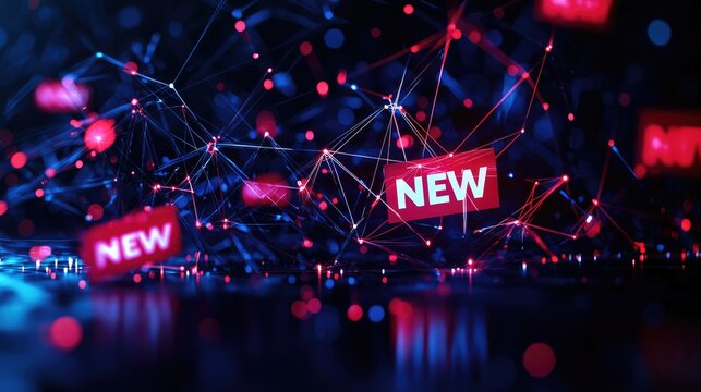 Strings connecting 'Fake News' labels, complex network of disinformation and media manipulation, dark and chaotic atmosphere