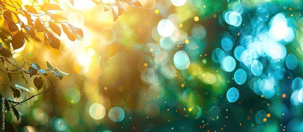 Poster vintage vibrant bokeh. copy space image. place for adding text and design