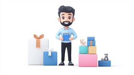 Futuristic 3D Visualization of Cutting-Edge Digital Loyalty Programs for Enhanced Customer Retention and Brand Engagement