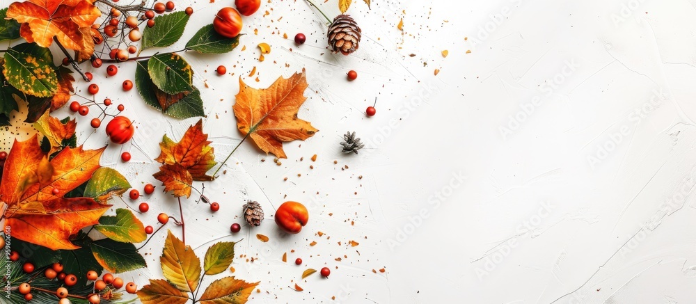 Canvas Prints autumn arrangement autumn leaves and berries from various trees and bushes white space available for
