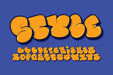Street art bubble graffiti font style for poster. Handlettering Graffiti Alphabet	
