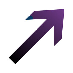 Stylized arrow with gradient purple color pointing up and to the right