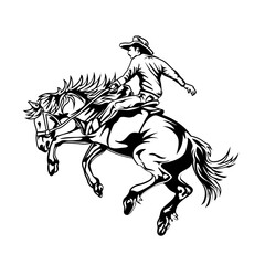 Rodeo Cowboy | Rodeo | Western Country | Horse Rider | Horse Riding | Cowboy | Rodeo Sport | Horse Back Riding | Original Illustration | Vector and Clipart | Cutfile and Stencil