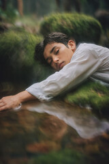 River no return -  Blurry Portrait of a man in a river