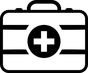 Obraz premium medical first aid kit bag icon, life medicine emergency box health care vector template design element, medicine box hospital icon symbol, on transparent background, for mobile first add treatment.