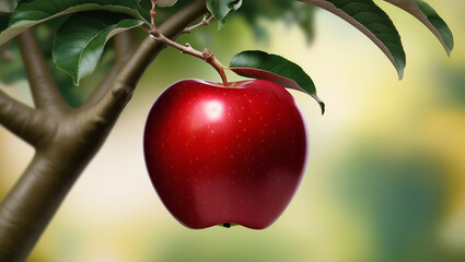 Red apple on a branch