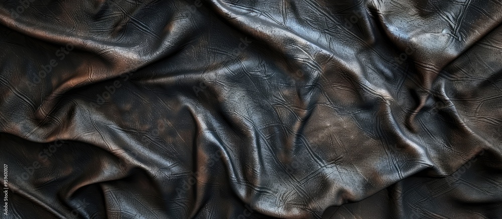 Poster leather with a textured fabric background. copy space image. place for adding text and design