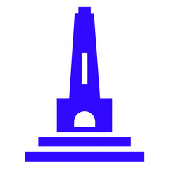 A simplistic blue vector illustration of the Eiffel Tower on a white background
