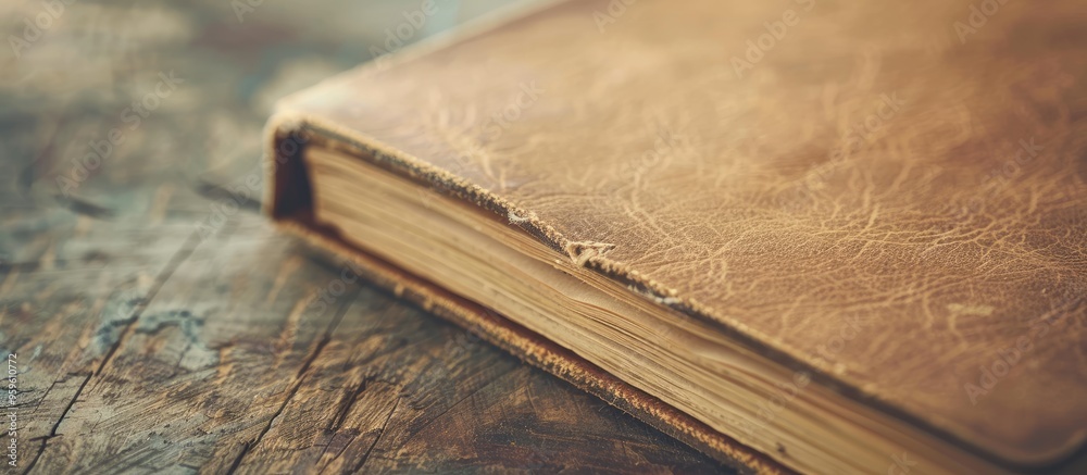 Poster close up image of a notebook vintage appearance. copy space image. place for adding text and design