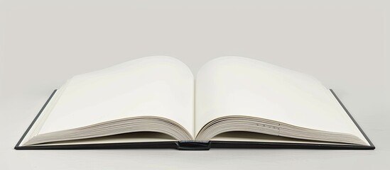 Obraz premium Empty open book on white desk. Copy space image. Place for adding text and design