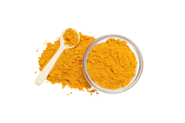PNG,Turmeric powder in a bowl, isolated on white background