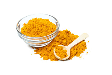 PNG,Turmeric powder in a bowl, isolated on white background
