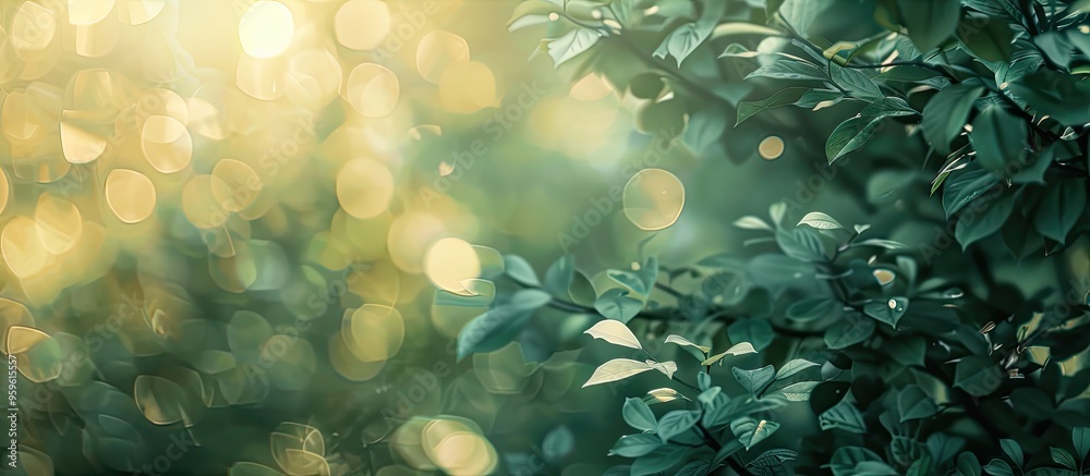 Poster defocused abstract backdrop of a densely leafed tree. copy space image. place for adding text and de