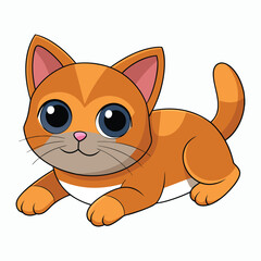 vector 2d cute cat lying down and looking at the camera