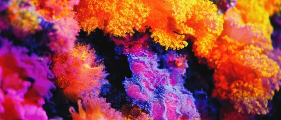 Vibrant Coral Reef with Vivid Hues of Orange, Pink, and Blue