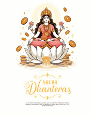 Happy Dhanteras with devi lakshmi social media post banner template

