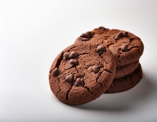 Fototapeta premium Freshly Baked Chocolate Cookies on Clean White Surface 