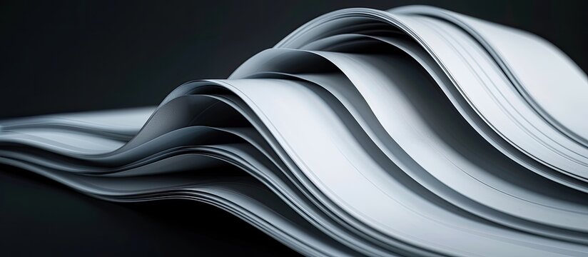 Multiple sheets of curved A4 paper ream set against a black background A straightforward isolated object perfect for demonstrating various concepts offering space for titles and additional text Select