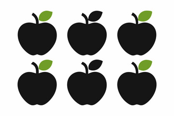 Apple vector silhouette set, apple icon set	
