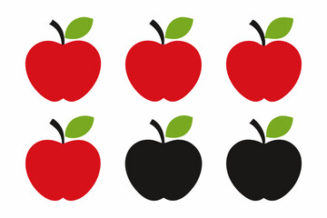 Apple Vector Set, Apple Fruit Clipart Bundle, Red and Green