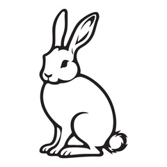 Silhouette rabbit or bunny animal black color, Rabbit sitting on the ground silhouette black color vector art illustration