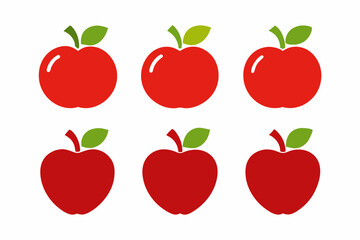 Apple Vector Set, Apple Fruit Clipart Bundle, Red and Green