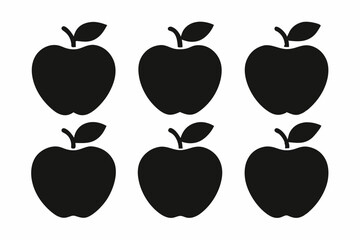 Apple vector silhouette set, apple icon set	
