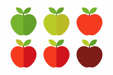 Apple Vector Set, Apple Fruit Clipart Bundle, Red and Green