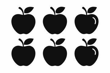 Apple vector silhouette set, apple icon set	
