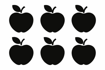 Apple vector silhouette set, apple icon set	
