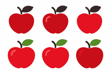 Apple Vector Set, Apple Fruit Clipart Bundle, Red and Green