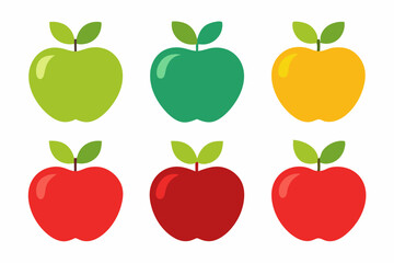 Apple Vector Set, Apple Fruit Clipart Bundle, Red and Green